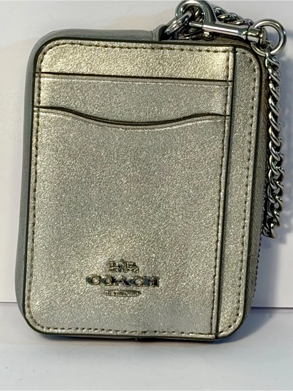 COACH Silver Card Case Phone Accessory with Chain